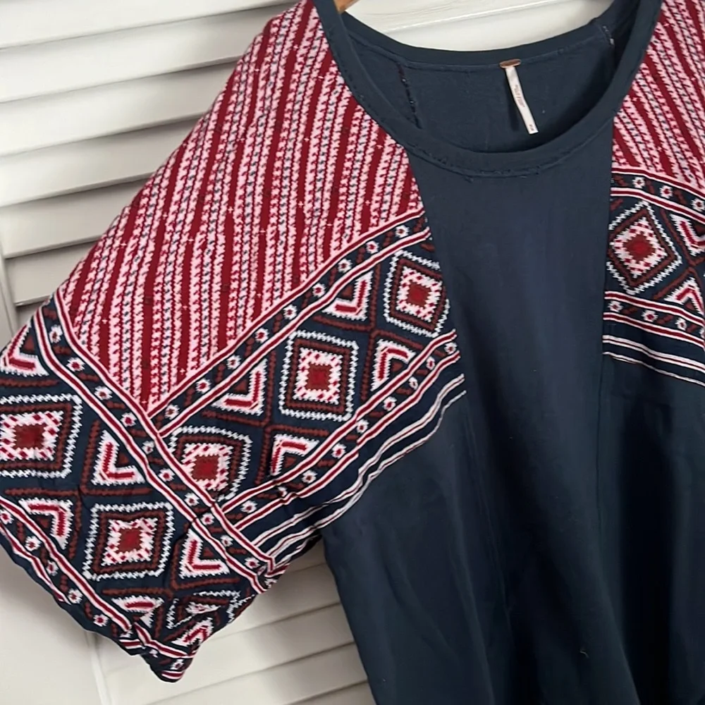 Free People Sweatshirt Batwing Dolman Tunic Aztec Tribal Sleeves